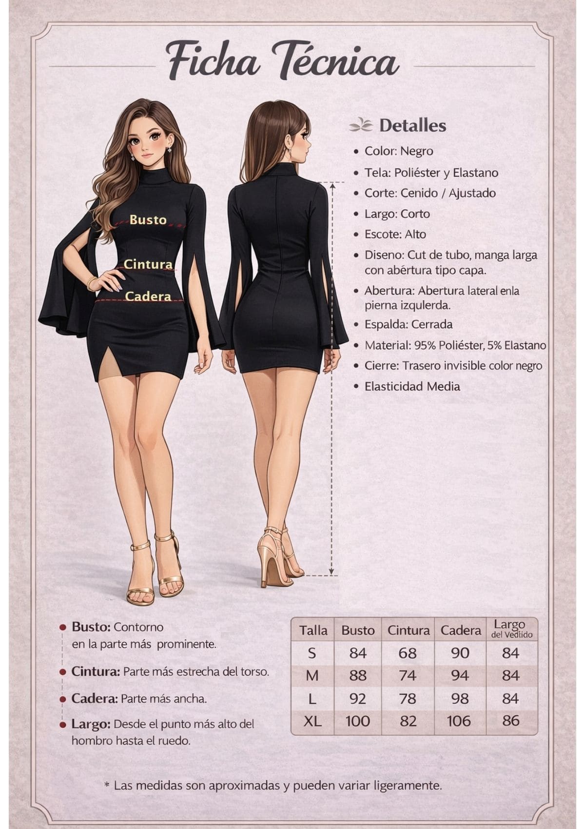 Vestido Casual Lili con manga larga / M-L