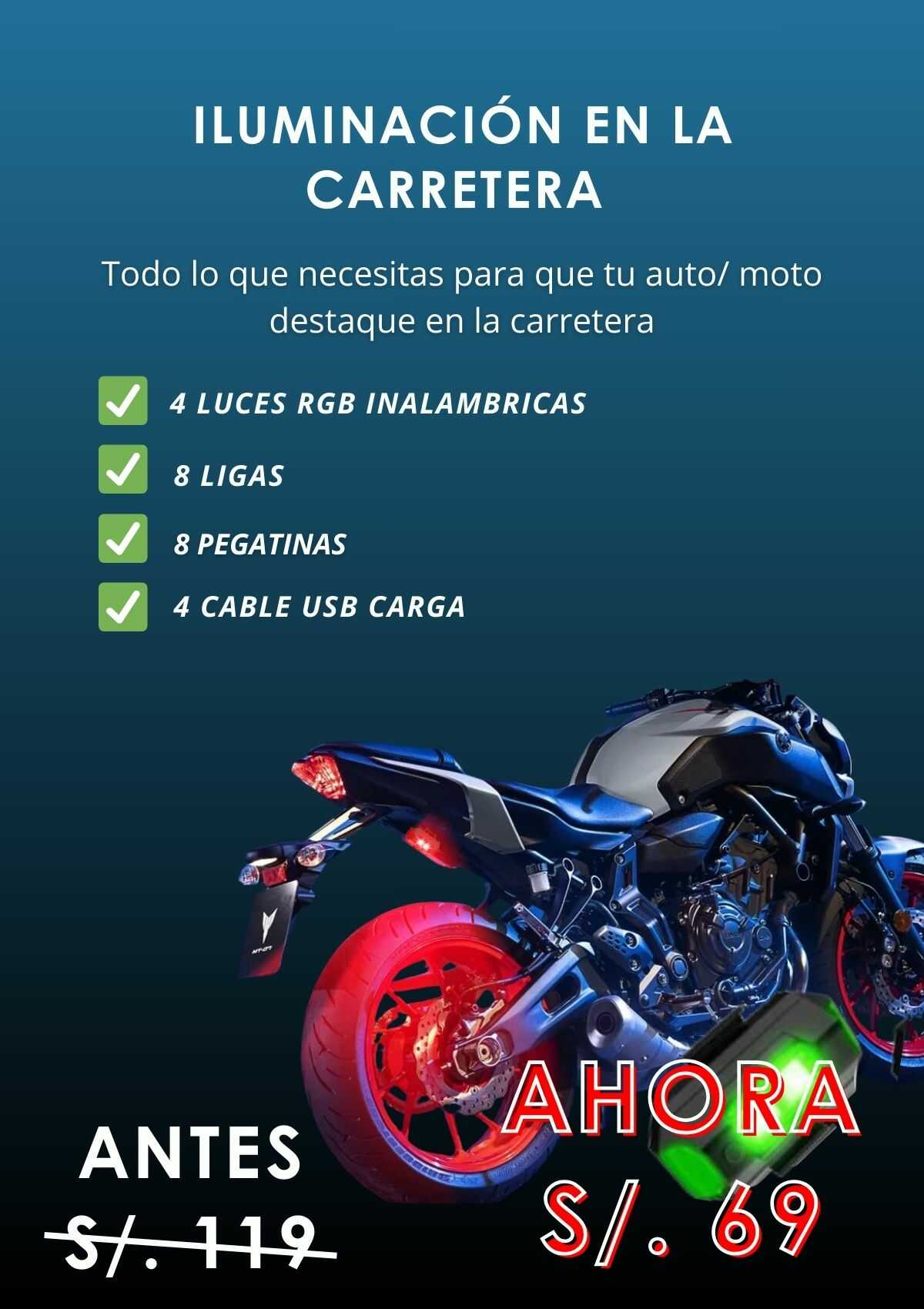 Pack de 4 Luces RGB- Auto/Motos