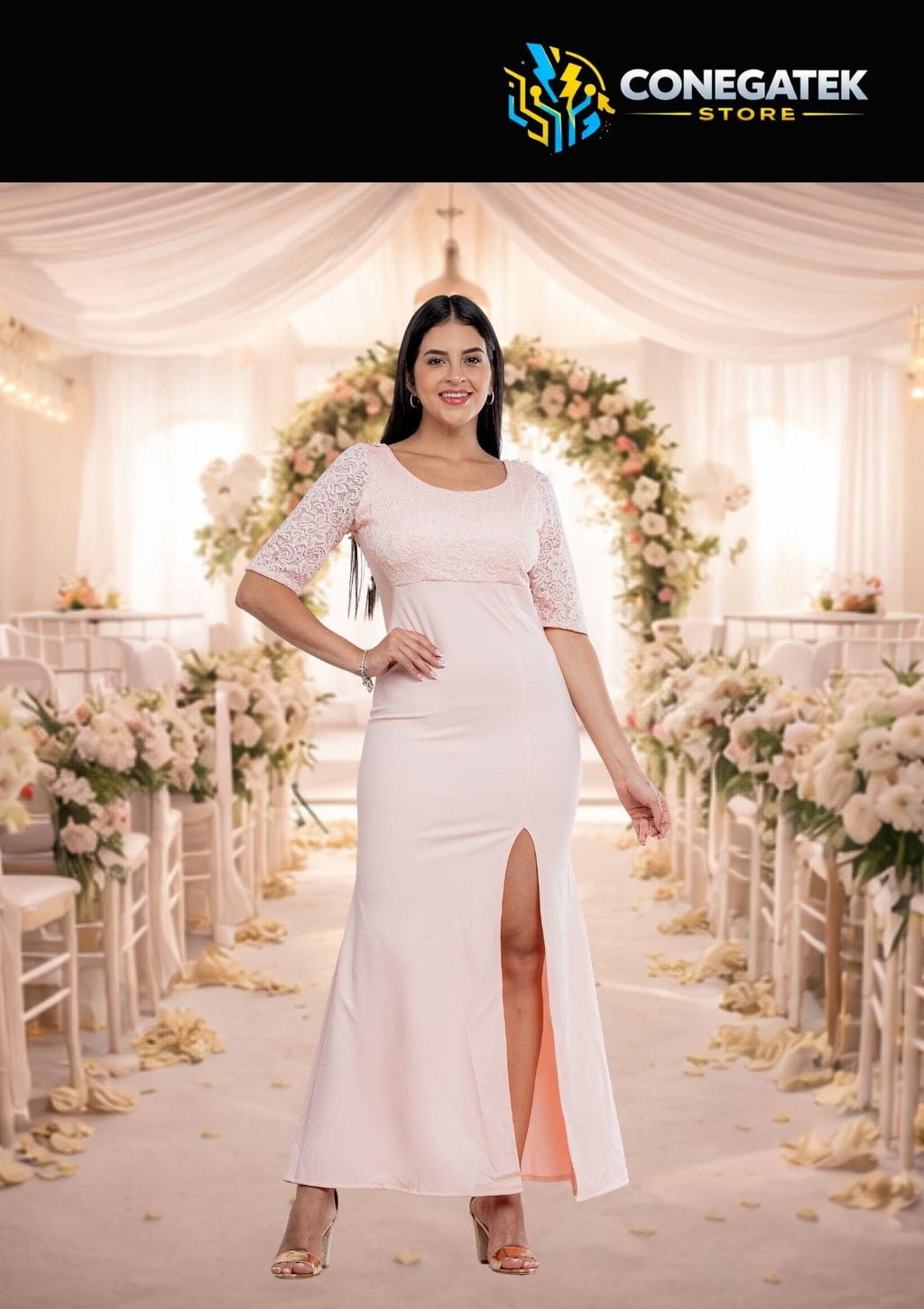 Vestido Elegante Anna con manga corta / S-M-L-XL