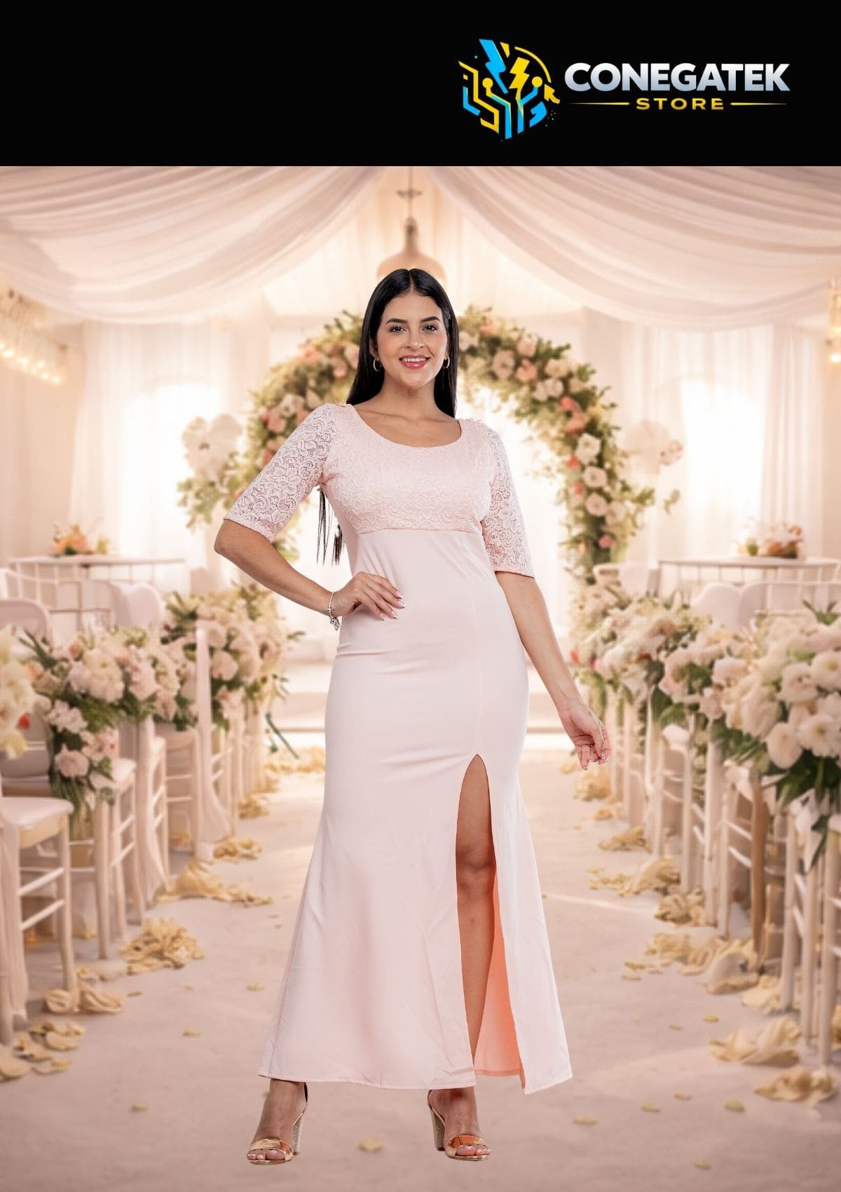 Vestido Elegante Anna con manga corta / S-M-L-XL